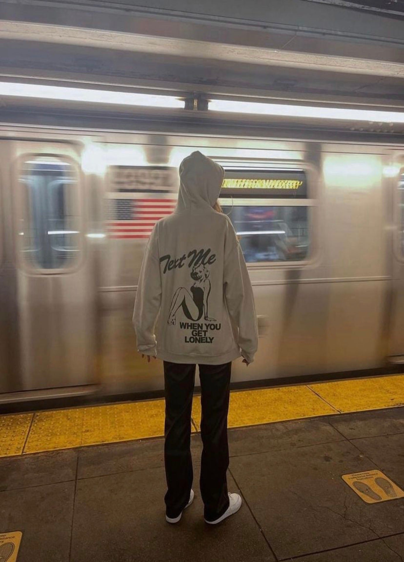 Hoodie Text Me When You Get Lonely Beige