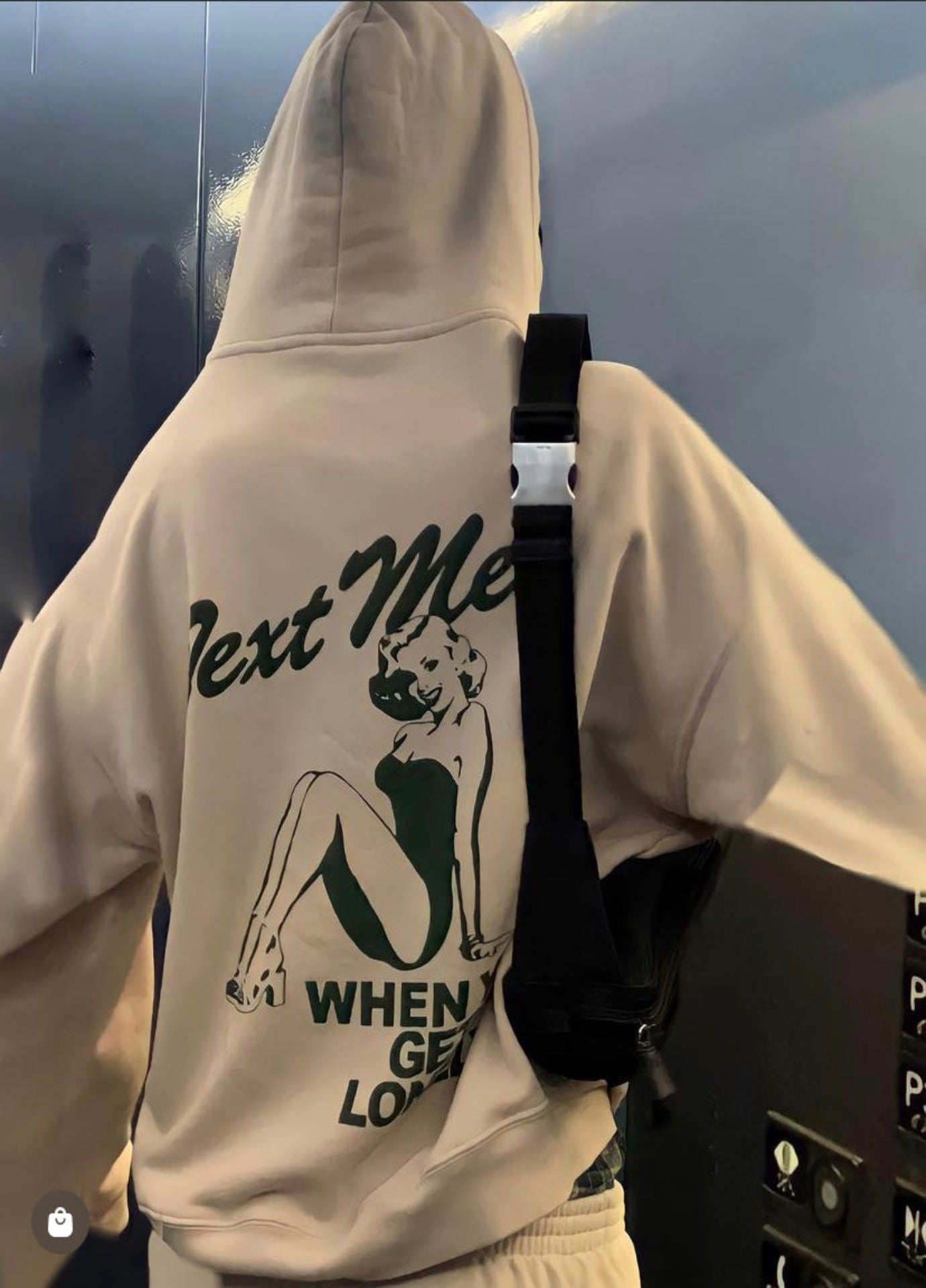 Hoodie Text Me When You Get Lonely Beige