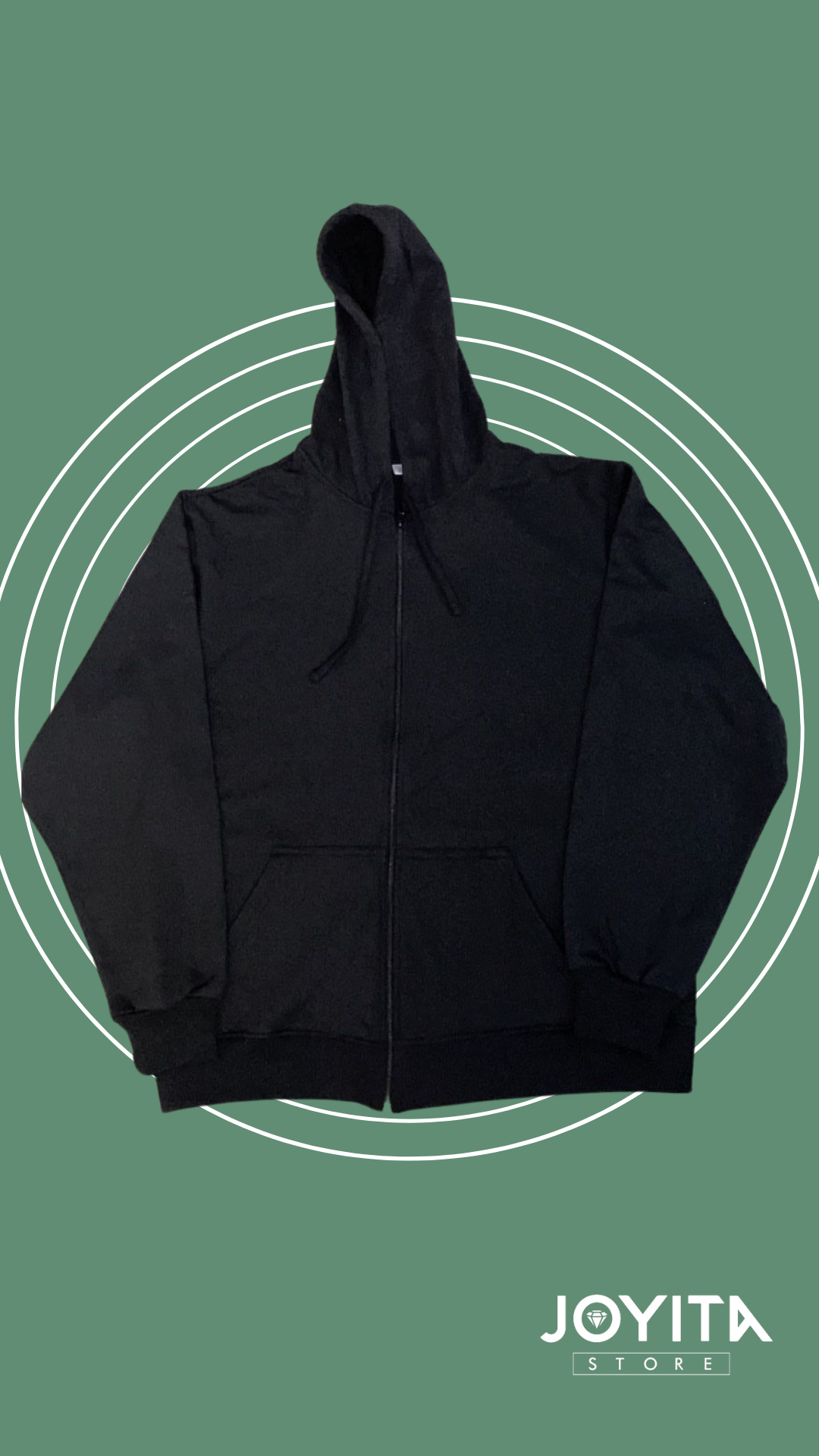 Hoodie Cierre Basico Negro