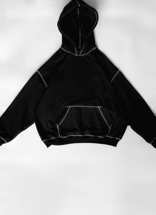 Hoodie Costuras Expuestas Negro